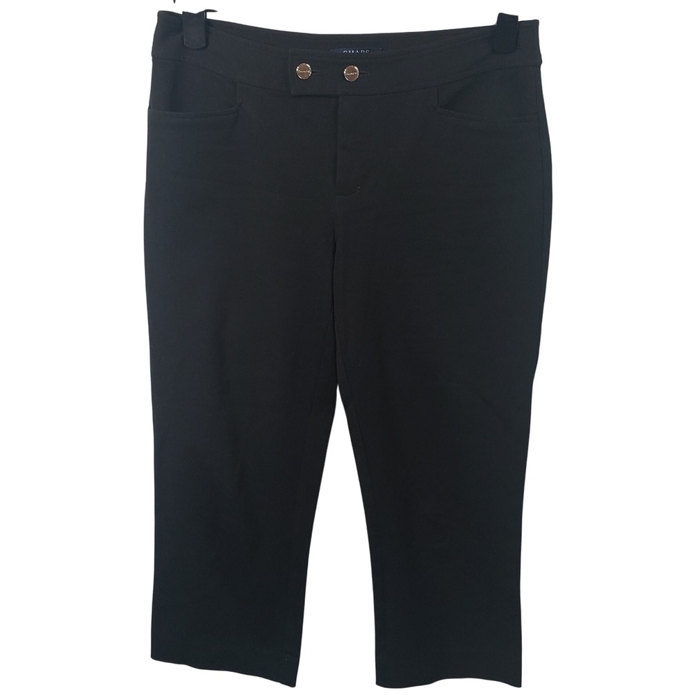 Chaps Petite Black Pull On Capri Pants Stretch Career Casual Womens 4P /B105